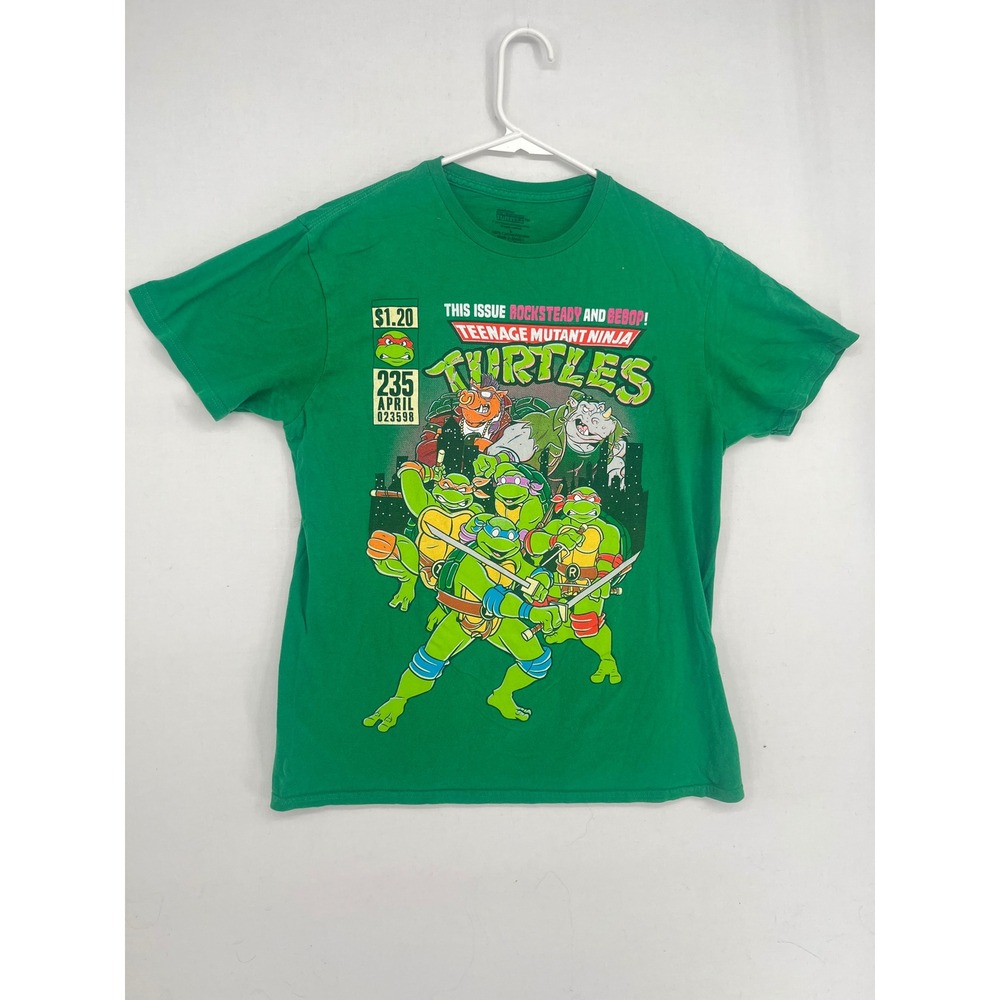 Nickelodeon TMNT Graphic T-Shirt Green Mens Large Rocksteady Bebop Comic Tee